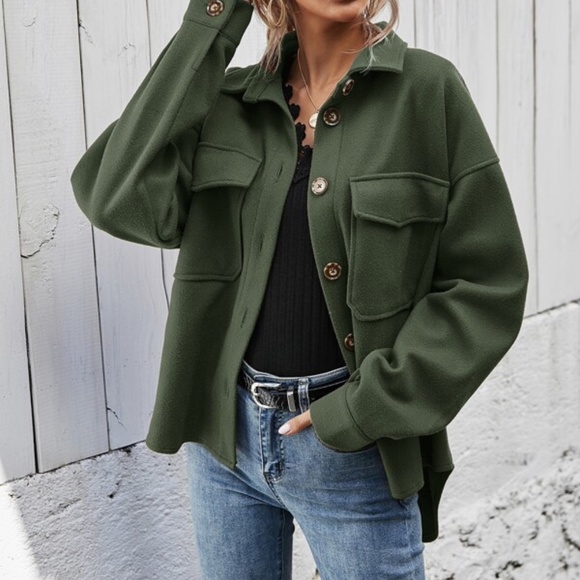 Cozy Cream Boyfriend fit oversized shacket jacket - Picture 3 of 11